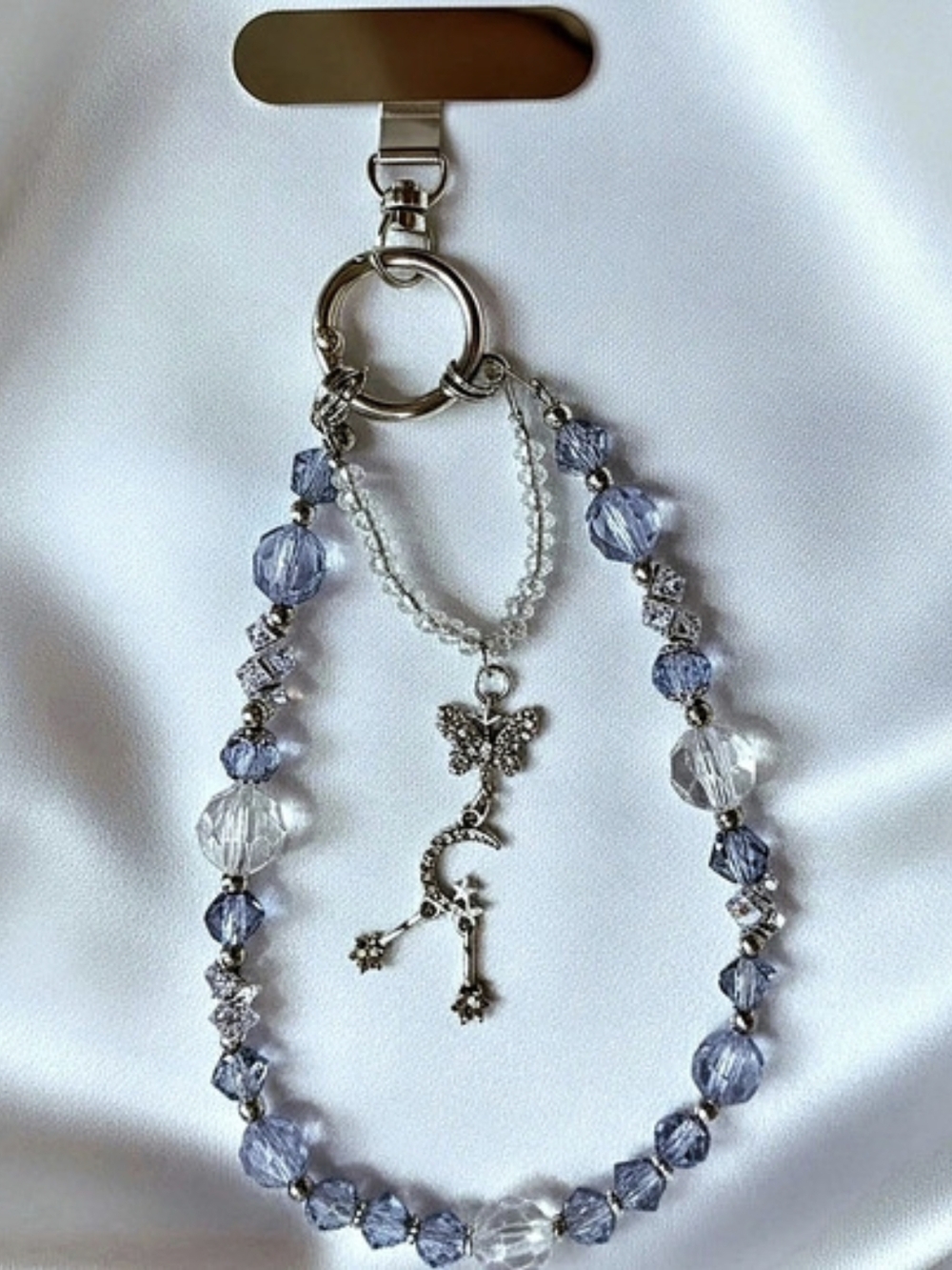 Blue Butterfly Beaded Phone Charm